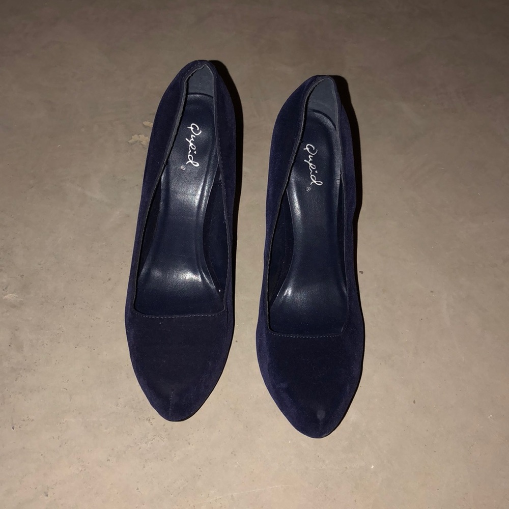 Navy velvet stilettos